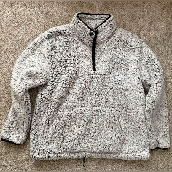 PINK Victorias Secret 1/4 Zip Sherpa Pullover Jacket - L - Nee - Picture 1 of 9